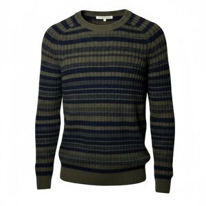 Naked‎ Cashmere Dark Olive Multi Striped Crewneck Knit Sweater NWT Size Medium